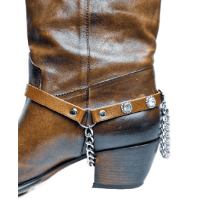 Leather boots hot sale with straps